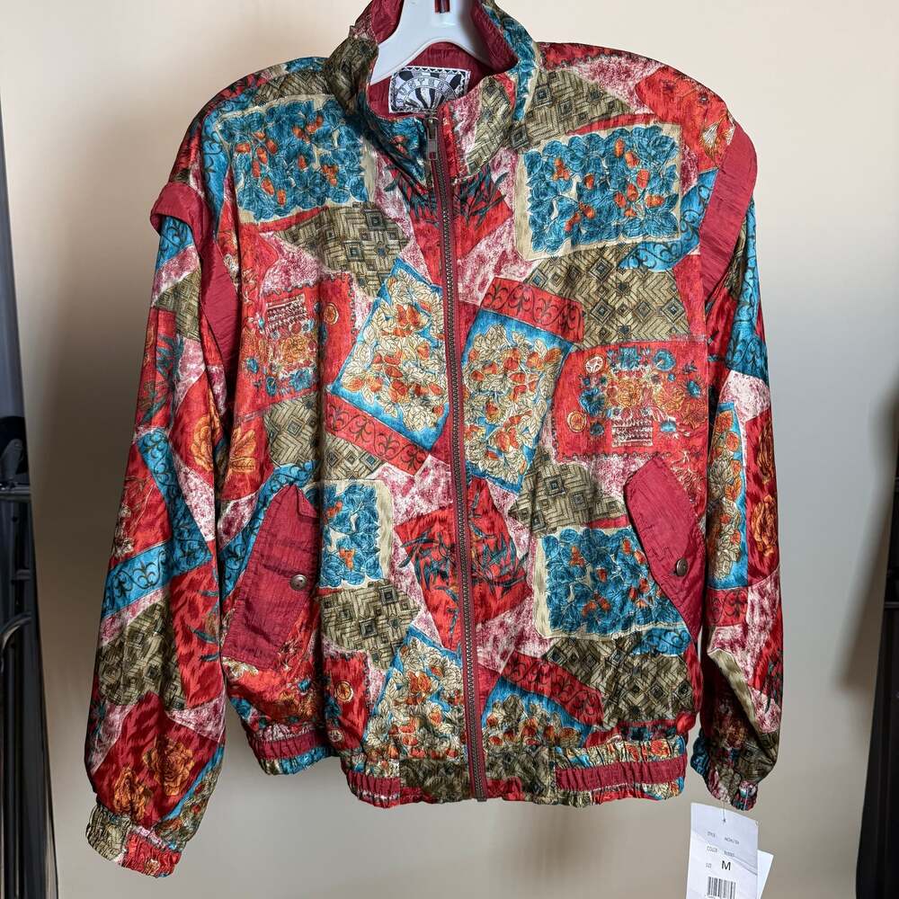 VTG Deadstock 80s Sunterra Abstract Geometric Color Block Windbreaker Jacket